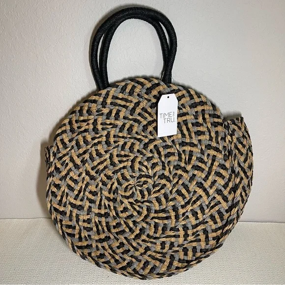 Time and Tru Bags Time And Tru Circle Straw Beach Tote Bag